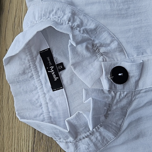 Yushi White Button Up Shirt Swing Jacket M Like New - Picture 4 of 6